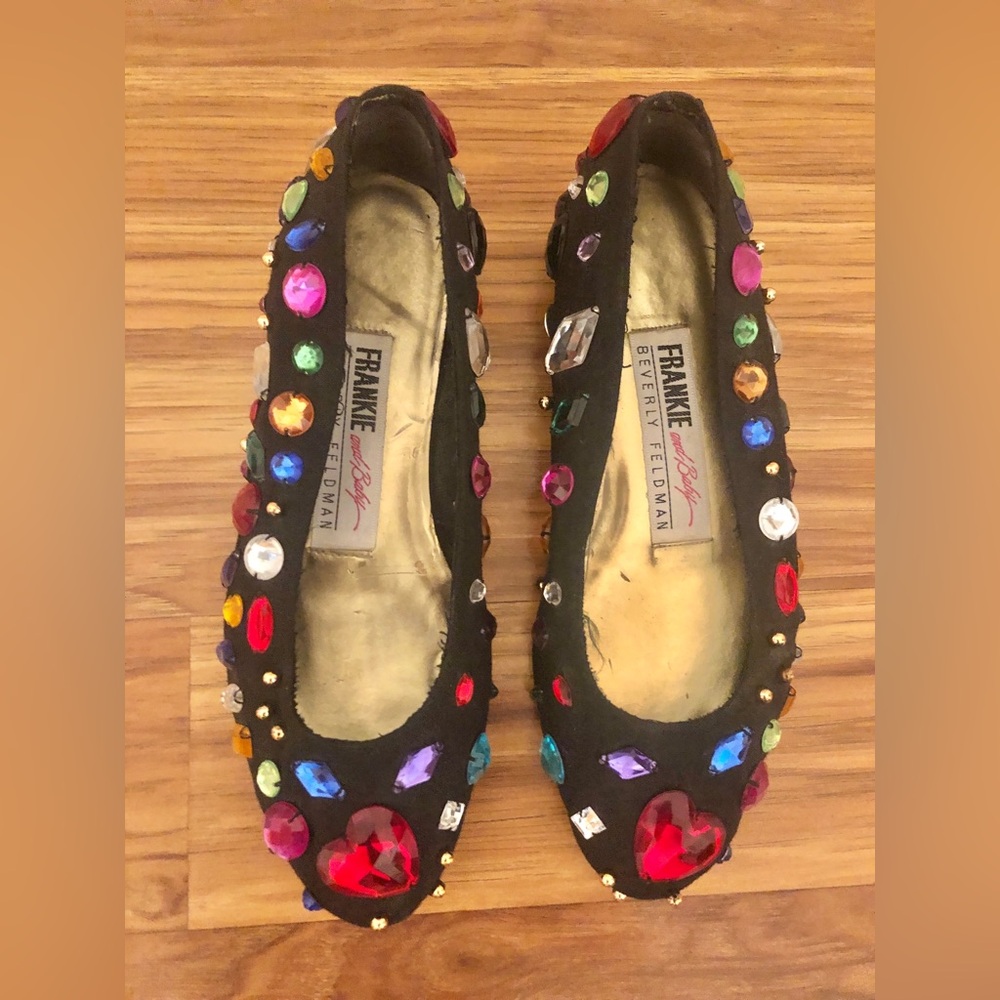 Vintage Beverly Feldman Frankie and Baby Jeweled Shoes 80s Retro size 6.5 - Picture 3 of 12